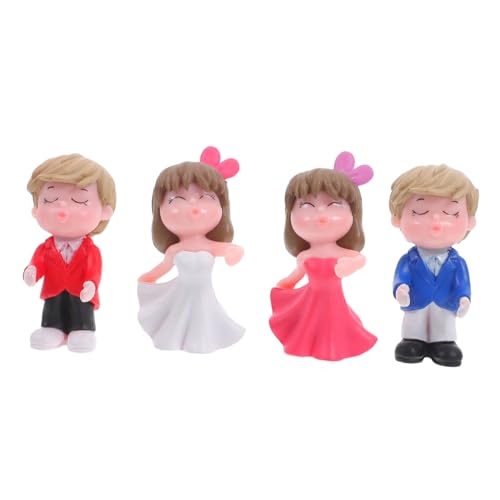 Sosoport 2 Paare Adorable Cake Topper Kussende Kreative Tischdeko für Hochzeit und Valentinstag Hochwertige Kunststofffigur für Desserts und Schreibtischdekoration von Sosoport