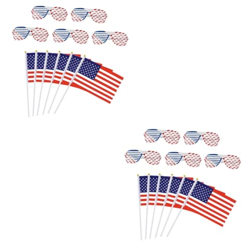 Sosoport 2 Sätze Flag-Brille USA-Flaggen US Flagge amerikanische Flagge geschenke für den einzug schnapsgläser Partydekorationen kleine Fahnen Miniatur Banner Requisiten schmücken Stoff rot von Sosoport