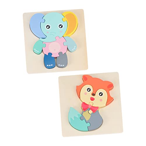Sosoport 2 Sätze Holz Tier Puzzle Lustiges Passendes Puzzle Holzpuzzle Für Kinderpuzzle Holzrätsel Colorful Hölzern von Sosoport