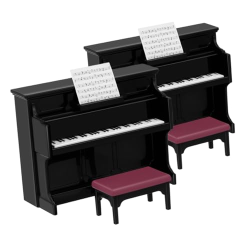 Sosoport 2 Sätze Kinderspielzeug kinderzimmer Puppenhaus Puppenhaus Zubehör Klavier Mini-Klavier Klavier-Puppenhauszubehör Plastik Black von Sosoport