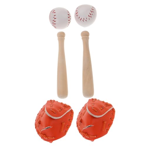 Sosoport 2 Sätze Mini Baseball Baseballschläger Outdoor für Puppenhaus Dekoration Sammlerstücke Sport Themen Deko Langlebig aus PU von Sosoport