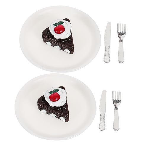 Sosoport 2 Sätze Mini-kuchenteller Dessert-Modell- Gefälschte Essensrequisite Mini-Dessert-Modell Gefälschter Dessertkuchen Dekorative Minitorte Mini-Sachen Mini-Essen Chocolate Harz von Sosoport