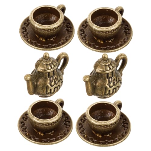 Sosoport 2 Sätze Miniatur-Essens- und Spielzeugszenen Miniaturbecher für Puppenhaus Machen Sie daraus einen Mini- Miniaturen zum Basteln Mini-Teetassen Teezubehör Eisen Dark Brown von Sosoport