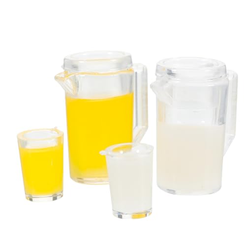 Sosoport 2 Sätze Puppenstubengetränk Miniatures miniaturmodelle küche Toy Kitchen mini getränke Krug Mini-Tassen Milch Dekorationen wasserkocher Szenenstütze Mini-Saft Plastik von Sosoport