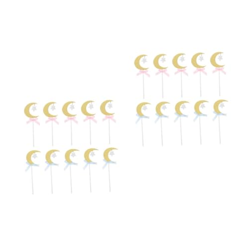 Sosoport 2 Sätze Teiliges Kuchendekorationen Mond Und Stern Kuchenaufsätze Bogen Kuchen Inserts Für Geburtstagsfeiern Romantische Tortenverzierung Für Desserts 20 Stück * 2 von Sosoport
