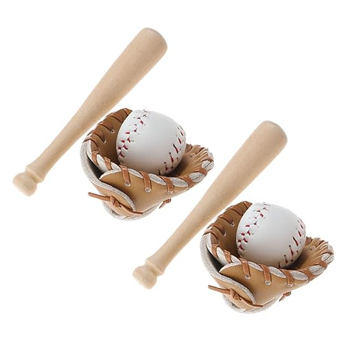 Sosoport 2 Sätze Vorgibt Handschuhe Hände Mini Fänger Schläger Ball Rollenspiel-spielset Sportbälle Rollenspielzubehör Rollenspielset Holz von Sosoport