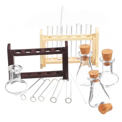 Sosoport 2 Sets Puppe Wissenschaft Puppe Glas Holz Puppenhaus Labor Ausrüstung Experimente von Sosoport