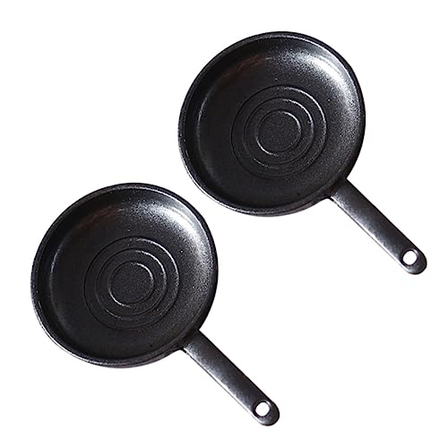 Sosoport 2 Sets Puppenhaus Küchenzubehör Bratpfanne Brattopf Bratpfanne Puppenhaus Küche Kochgeschirr Spielküchenzubehör Mini Küchengeschirr Dekoration Miniatur Pochierte Requisiten Eisen von Sosoport