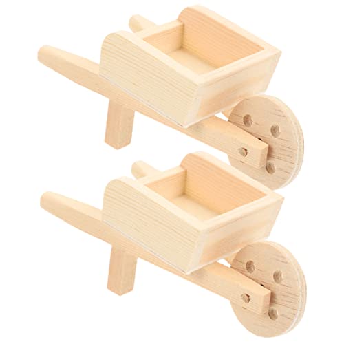 Sosoport 2 Stck. Modell Der Heimdekoration Miniaturkarren-schubkarren Miniaturschubkarren Mini -Wagen Mini-Wagen-schubkarren- Puppenhauswagen, Schubkarren Mini-Wagen- Holz von Sosoport