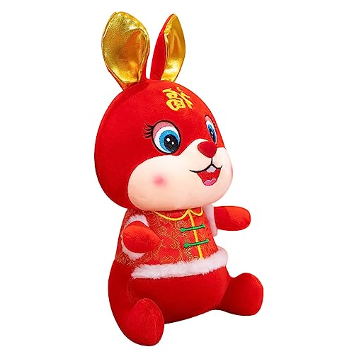 Sosoport 2 Stück Anzug Kaninchenpuppe Kaninchenspielzeug Mondneujahrsfiguren Mondneujahrspuppe ausgestopfter Hase aus Plüsch Häschen Zeug Hasen-Plüschtiere Plüschhasen PP Baumwolle rot von Sosoport