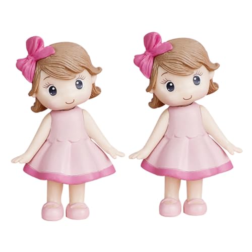 Sosoport 2 Stück Cake Topper mit Schleife Süße Figuren für Kuchen Dekoration Geburtstagsfeier Torten Deko Miniaturpuppen für Prinzessinnen Feiern von Sosoport