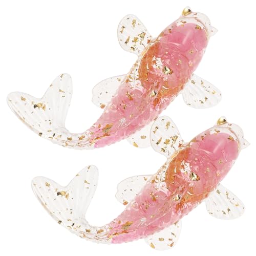 Sosoport 2 Stück Crystal Koi Ornamente Dekoration Für Aquarium Fisch Figur Tisch Fisch Dekoration Drinnen Vielseitig Schwebend Fischverzierung Mini Aquariumdekor Klein Harz-leim Rosa von Sosoport