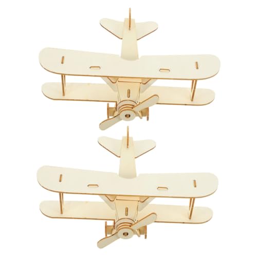 Sosoport 2 Stück Flugzeugmodell Flugzeug Flugzeughandwerk für pädagogisches Flugzeugmodell aus Holz DIY Holzflugzeuge Holzmodelle Bambus Beige von Sosoport