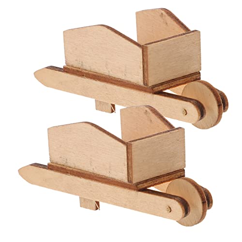 Sosoport 2 Stück Kleine Karren Ornamente Mini-schubkarren Puppenhauskarren Minikarrenkarren Mini-cart-schubkarren Miniatur-puppenhaus- Mini-puppenhauszubehör Miniaturwagen Holz von Sosoport