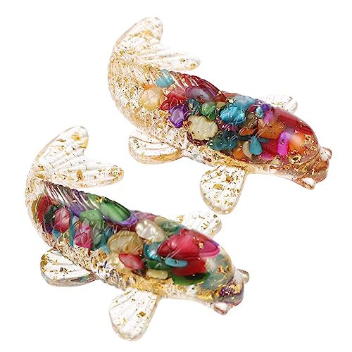 Sosoport 2 Stück Koi -Fisch -Ornamente Zubehör für Fischaquarien klein Fischverzierung Kristalle für den einzug Animal Figures Kristallfigur Tisch Fisch Figur Harz-Leim Colorful von Sosoport