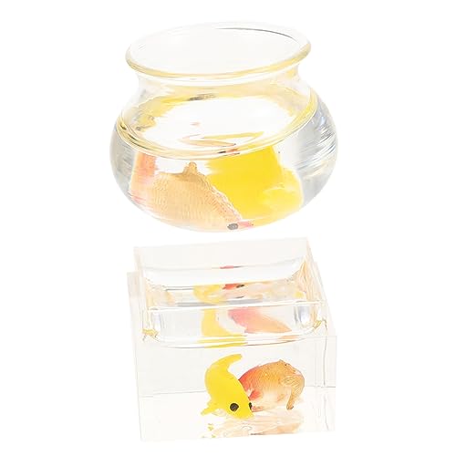 Sosoport 2 Stück Mini-Aquarium-Ornamente Mini -Fischtank Zubehör für Puppenhäuser Miniatur-Handwerk Aquariumdekorationsornamente Mini-Aquarium- Puppenhausdekor Harz von Sosoport