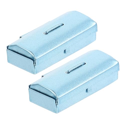 Sosoport 2 Stück Mini-Blechdose Kleiner Werkzeugkoffer Puppenhaus mini Miniaturhausdekor verschleißfestes Miniaturspielzeug Kinderspielzeug Eisen Sky-Blue von Sosoport