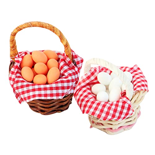Sosoport 2 Stück Mini Eier Korb Miniatur-Ei-Modell-Ornamente Mini-eierkorb in Eiform Miniatureier Mini-Ei-Dekorationen Mini-Ei-dekore Für Die Küche Bambus von Sosoport