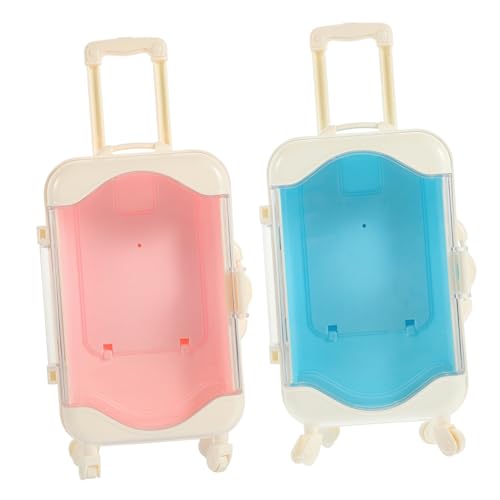 Sosoport 2 Stück Mini-Koffer Imitierter Koffer Puppenhaus-reisekoffer Koffer Miniatur Miniatur-Koffer-Ornament Mini-reisekoffer Miniaturgepäck Mini-hausdekoration Mini-hauskoffer Plastik von Sosoport