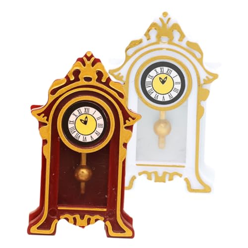 Sosoport 2 Stück Mini Puppenhausuhr Mini Hauszubehör Puppenhaus Kaminuhr Miniatur Tischuhr Miniatur Uhr Modell Puppenhaus Retro Uhr Miniatur Schreibtischuhr Mit Uhr Harz von Sosoport