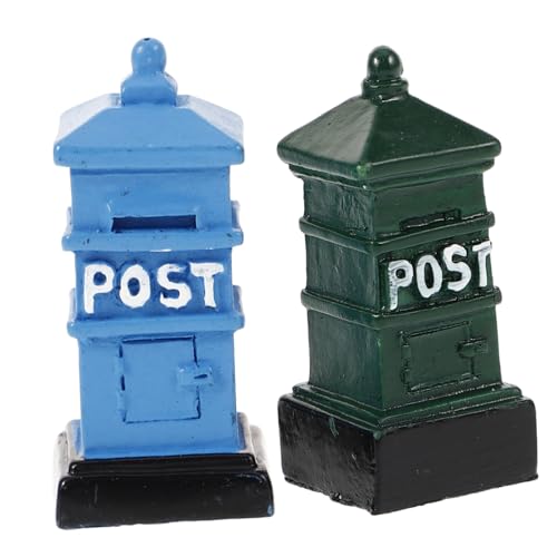 Sosoport Miniatur Postkasten 2 Stück Nostalgische Briefkasten Modelle Deko für Puppenhäuser und Mikrolandschaften Lustige Garten Dekoration Spielzeug Briefkasten für Kreative Gestaltung von Sosoport