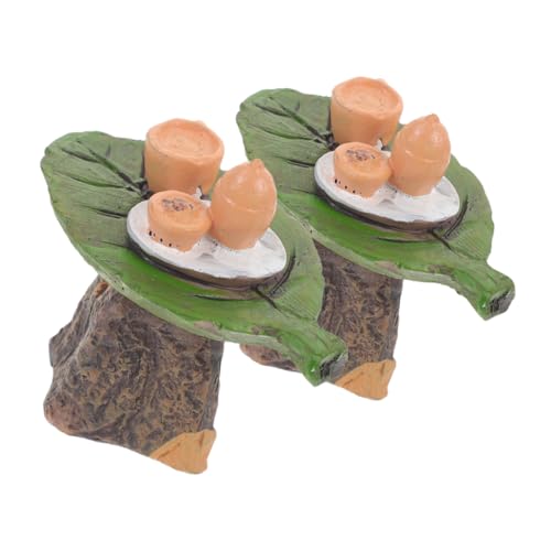 Sosoport 2 Stück Miniatur Tee Tisch Modell aus Resin Simuliertes Haus Tee Tisch für Garten und Wohnkultur für und Kreative Spielwelten von Sosoport