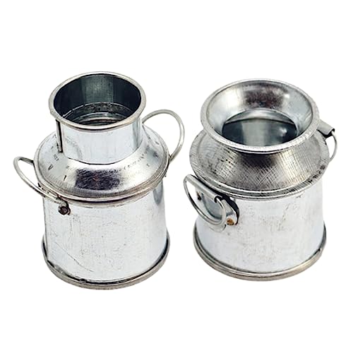 Sosoport 2 Stück Miniatur-Zubehör bastelset basteln für metalleimer kinderspielzeuge Kid Toys Puppenhaus-Milchkanne Container Miniaturfiguren Miniaturen basteln Eisen Silver von Sosoport