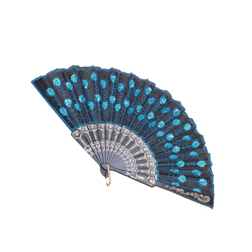 Sosoport 2 Stück Pailletten Bestickter Faltfächer Handlicher Tanzfächer mit Einzigartigem Stickerei design Langlebig und Dekorativ Geschenk und Foto requisite für Freunde und Aufführungen von Sosoport