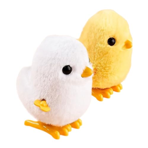 Sosoport 2 Stück Plüsch Küken interaktives Wind-Up Tierchen Ostern Wind-Up Tiere tierisches Uhrwerk- aufgeben PVC von Sosoport