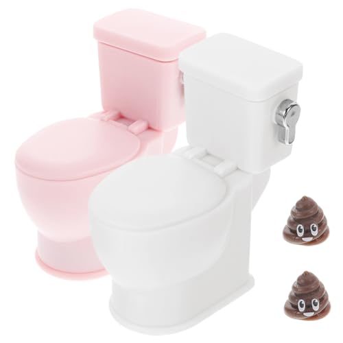 Sosoport 2 Stück Puppenhaus-Modell Puppenhausmöbel Badezimmer Puppenhaus -Badezimmerzubehör Mini-Toilettenspielzeug Puppenhaus-Badezimmerzubehör Mini-Badezimmer Plastik von Sosoport
