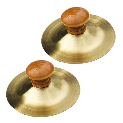 Sosoport 2 Stück Schlaginstrument für kleine Handbecken Musical musikinstrumente fingerschlagzeug Handpercussion-Becken Bühnen-Handbecken-Instrument Mini-Becken hölzern Golden von Sosoport