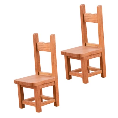 Sosoport 2 Stück Stuhl puppenhausmöbel puppenstubenzubehör Puppenhauszubehör holzstühle Miniaturmöbel Holzmöbel klein Puppenstubenmöbel Miniatur-Hausstühle Miniatur-Hausdekore Hölzern Brown von Sosoport