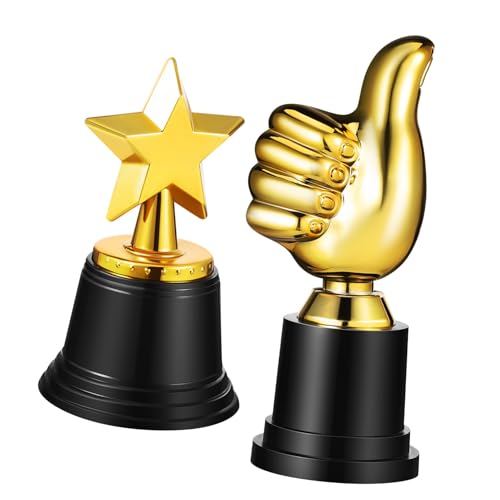 Sosoport 2stücke Stk Daumen Trophäen Stern Trophäe Dekoration Kunststoff Pokale Party Feste Sport Wettkampf Preis Trophäen Für Sieger Belohnung von Sosoport