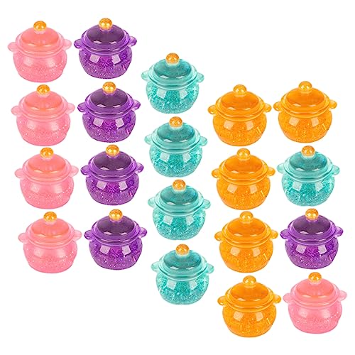 Sosoport 20 Stück Aus Einem Topf Mit Pailletten Ornamente Mini-kochgeschirr Puppenhaus Minitopf Fröhlicher Minikocher Fröhliche Minikocher Ornamente Simulationstöpfe Harz von Sosoport