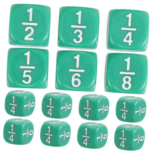 Sosoport 20 Stück Bruchwürfel Mathespiele Standardspielwürfel Partywürfel Freche Würfel Klassenzimmer Spielwürfel Mathematik Lehrmaterial Rechenwürfel Barwürfelspiel Grünes Acryl von Sosoport