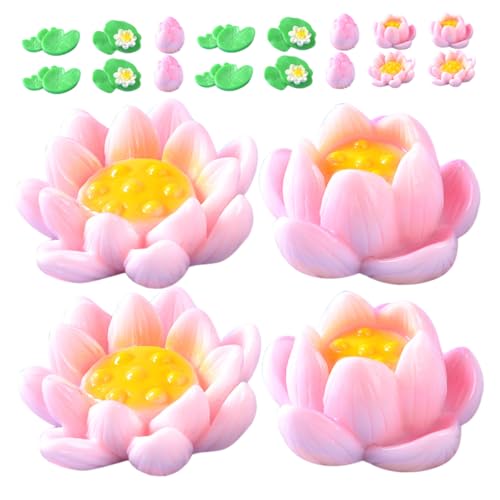 Sosoport 20 Stück Harzfiguren Mit Lotusblütenblättern Kleine Aquarium Ornamente Mikrolandschaft Mini Skulpturen Für Aquarium Teich Puppenhaus Und Heimdekoration von Sosoport