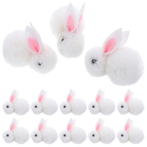 Sosoport 20 Stück Hase Stoffhase Mini-Kaninchen Mini-Filzhase kleine Hasen-Anhänger Hase aus Wollfilz Simulationstiere Simulation Tiermodell Miniatur-Tierfiguren Plüsch Weiß von Sosoport