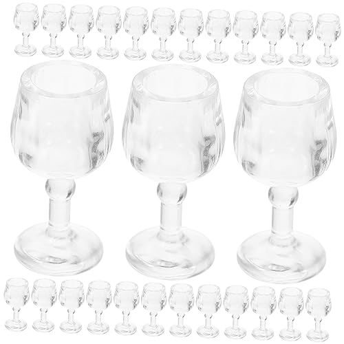 Sosoport 20 Stück Mini Weinglas Puppenhaus-Bausatz Miniatur kleines für winzige Wasserbecher Mini-Wasserbecher Mikrobrille Küchenspielzeug für Mini-Tassen Abs von Sosoport