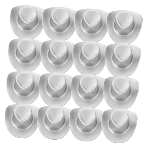 Sosoport 20 Stück Mini-cowboyhut Klein Mini-hüte Cowgirl-Hut Dekoration Cowboy-Hut Winzig Minihüte Zum Basteln Mini-Hut Puppe Mini-westernkappen Party -Cowboy Silver von Sosoport