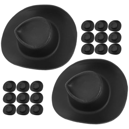 Sosoport 20 Stück Mini-cowboyhut Western Winzig Klein Puppe Erwachsene Miniatur Schmücken Party DIY-bastelmützen-Requisite Gewebter Hut Austauschbare Mini-hüte Mini-Hut Plastik Black von Sosoport