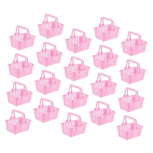 Sosoport 20 Stück Mini -einkaufskorbsspielzeug Einkaufskorb Einkaufskorb Einkaufskorbspielzeug Für Winzig Miniatur-einkaufskörbe Mit Griffen Kleiner Korb Rosa Plastik von Sosoport