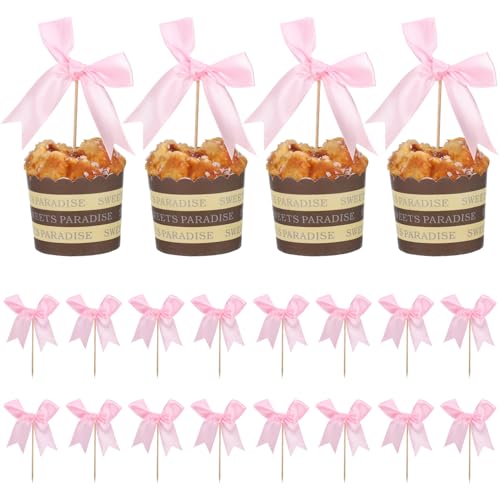 Sosoport 20 Stück Schmetterlings Kuchenkarteneinlage Schleife Kuchenaufsatz Schleife Kuchendekoration Schmetterlings Kuchendekorationen Geburtstagskuchenaufsätze Schleifenaufsatz von Sosoport