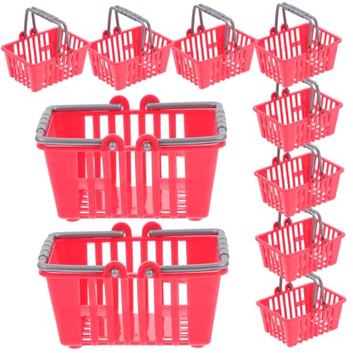 Sosoport 20 Stück Simulierte Einkaufskorbsspielzeug Kinderspielzeug Kleiner Spielzeugkorb Mini-einkaufskorb Kleiner Einkaufskorb Miniatur Mini Körbe Winzig Rot Plastik von Sosoport
