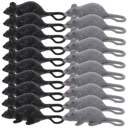 Sosoport 20 Stück Teiliges Gruselige Fake Ratten für Halloween Dekorationen Realistische Kunstmaus Modelle für Streiche und Partys Langlebiges Plastik von Sosoport