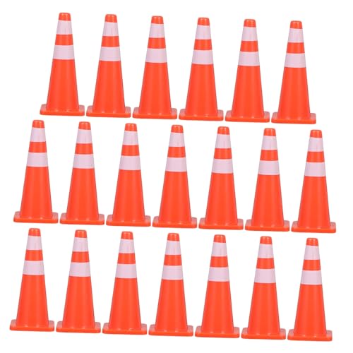 Sosoport 20-Teiliges Set -Straßensperren-Requisiten Verkehrskegelspielzeug für Spielzeugstraßenschilder Bauzeichen Baustellenspielzeug PVC Orange von Sosoport