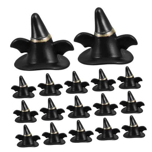 Sosoport 24 Stück Mini-Elfenhut deko Top-Hut-Ornament Mini-Garnbäume Mini-Schneemannmützen zum Basteln Puppe Haustier Hut Mini-Hüte für den Urlaub Miniaturhüte Plastik Black von Sosoport