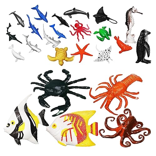 Sosoport 24 Stück Mini- Für Kleine Meerestiere Gefälschter Fisch Ozeandekoration Miniatur-tierfiguren Meeresbiologie- Gefälschter Meerestierfiguren Plastik von Sosoport