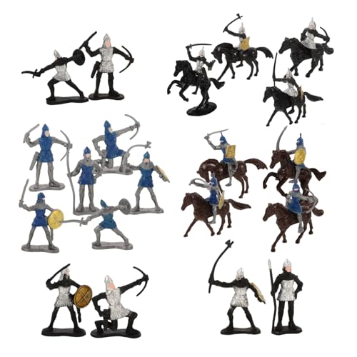 Sosoport 28 Stück Modelle Ritter Soldaten Teiliges für Sandtable und Szenenbau Detailreiche Figuren für Sammler Mittelalterliche Reiter und Soldatenfiguren von Sosoport