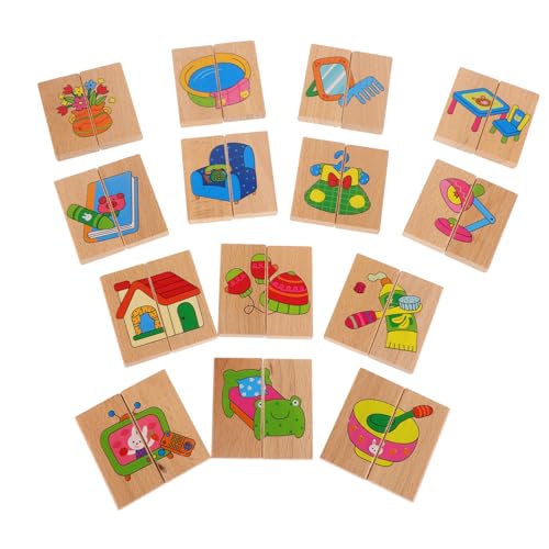 Sosoport 28 Stück Teiliges Holz Domino Set für Kleinkinder Lernspielzeug Feinmotorik und Kulturellen Bildung für Vorschule und Montessori Aktivitäten von Sosoport