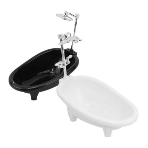 Sosoport 2Er Set Badezimmerzubehör Mini Babybadwanne Simulation Möbel puppenhaus badewanne Puppenhaus Badezimmer Zubehör Spielhaus Badewanne Spielzeugbadewanne Badewannen-Puppenhaus Plastik von Sosoport